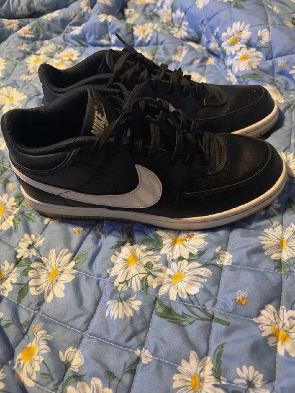 Nike Men’s Black with White Swoosh Low-Top Sneakers